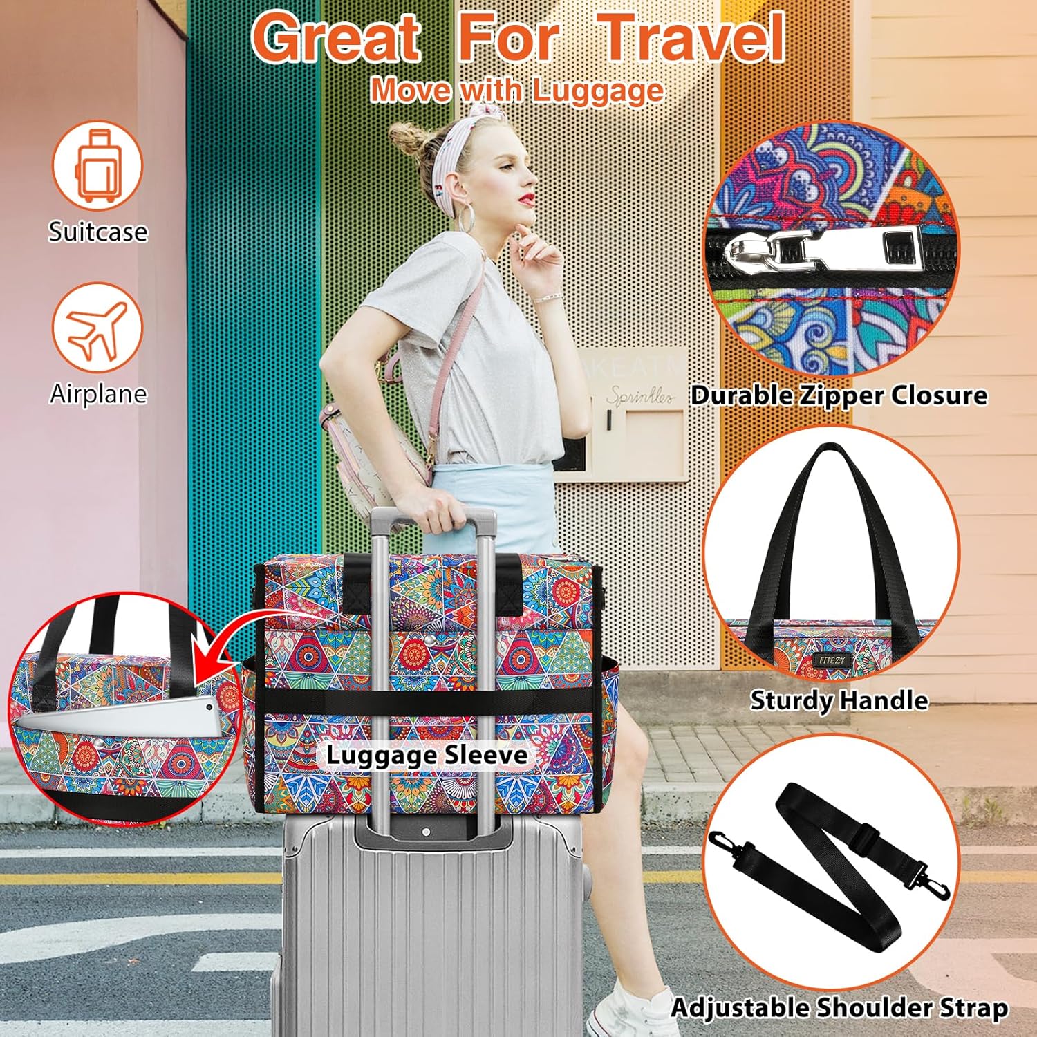 ITIEZY Utility Tote Bag for Women with 15/18 Pockets - Large Teacher Tote Bag with Zipper Compartment Nurse Bags for Work - Image 6