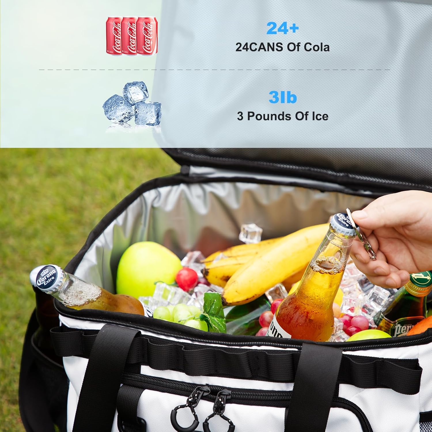 Soft Travel Coolers Bags Insulated Cooling 16hour for Camping Hiking Beach Travel Soft Sided Insulated Cooler Bag 20/48Cans for Women Men - Image 6