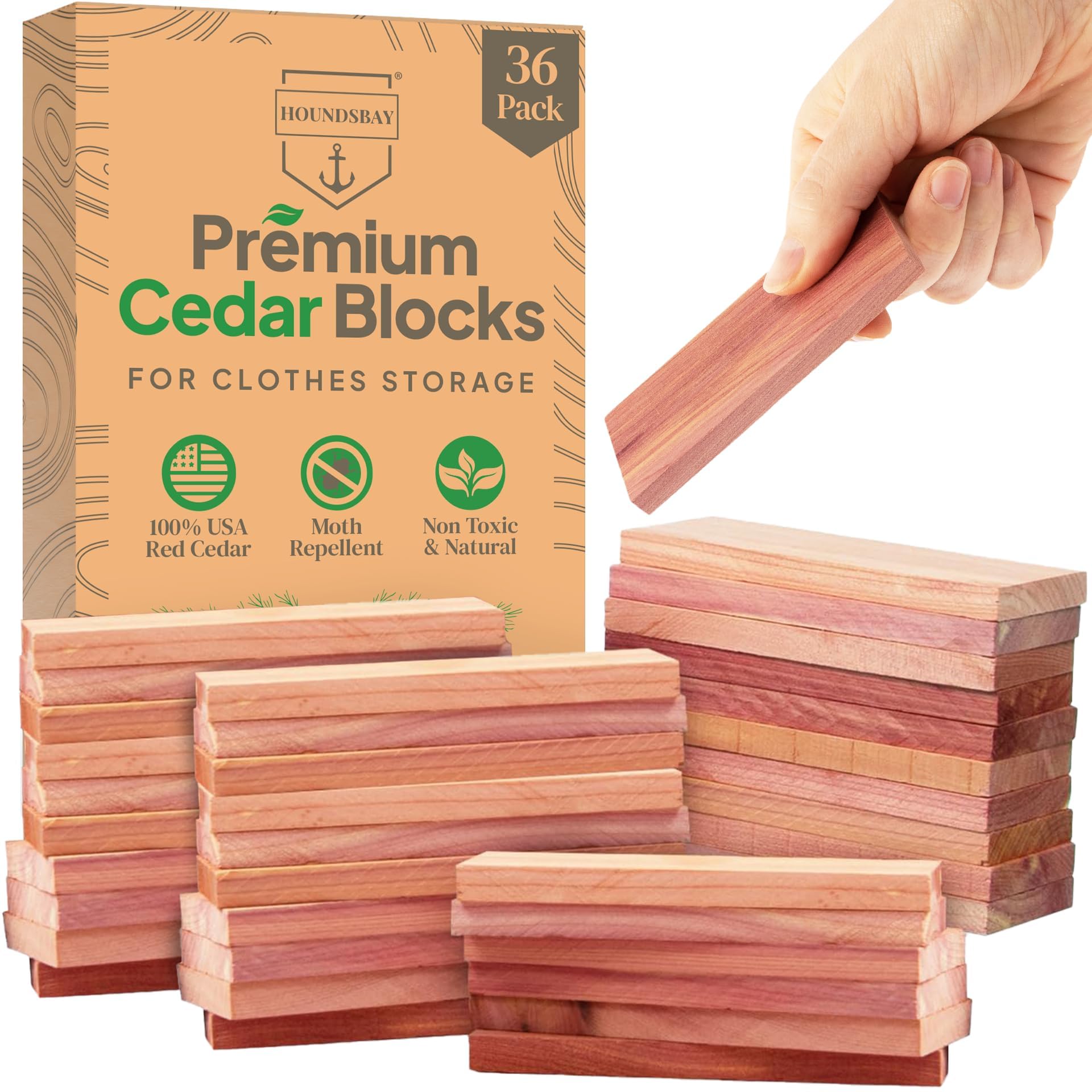 Amazon.com: 36 Cedar Blocks for Clothes Storage - Cedar Chips for