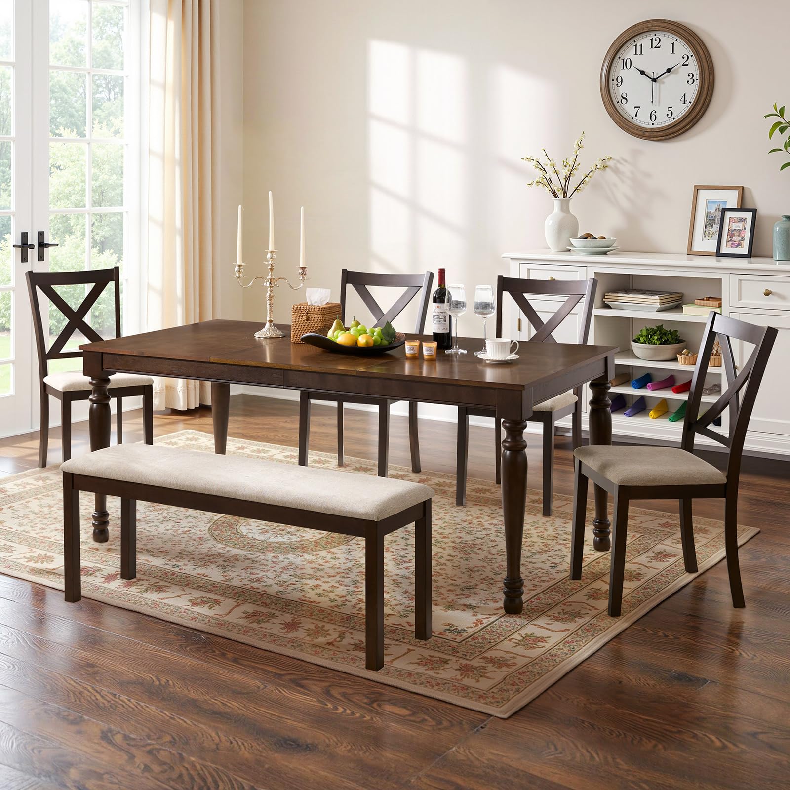 LUXOAK 6 Piece Farmhouse Dining Table Set