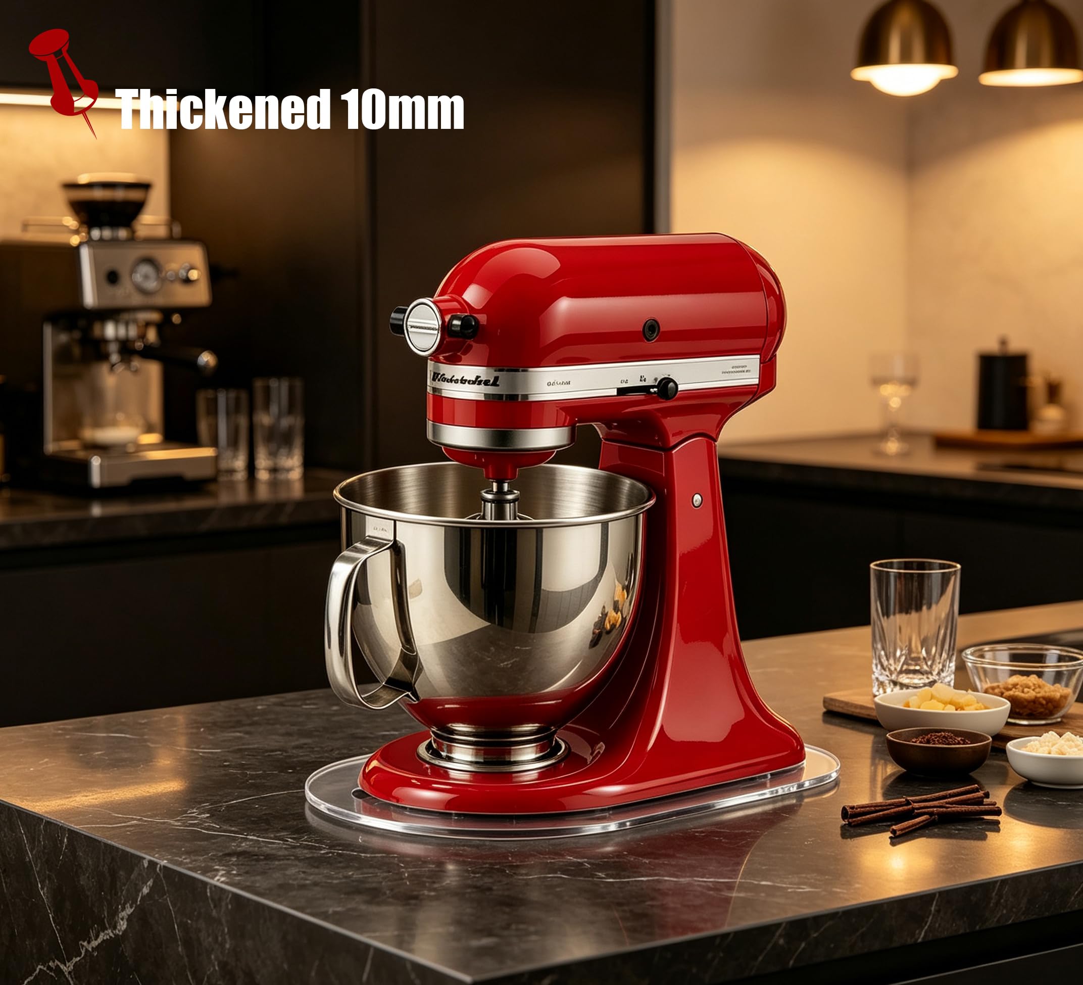 Slider miscelatore acrilico ispessito, per 4,5-5QT, 10 mm di