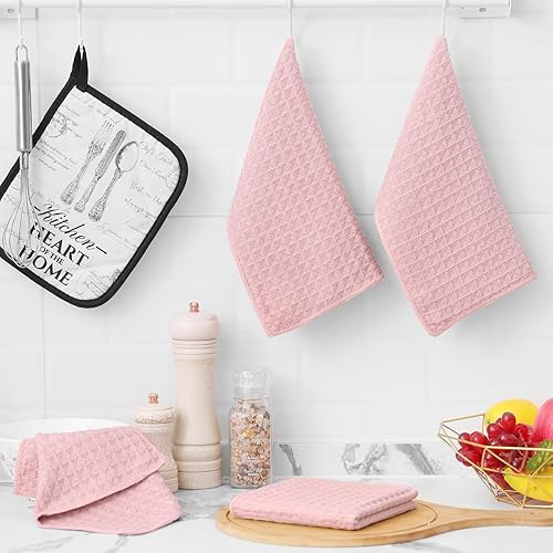 Miniatura 103 de Homaxy Trapos de cocina de microfibra con tejido de gofre, 12 x 12 pulgadas, ultra absorbentes y de color sólido, paños de cocina de secado rápido