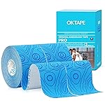 OK TAPE PRO Kinesiology Tape Uncut Roll, Elastic Physical Therapy Athletic Tape for Pain Relief, Muscle Support, Kinetic Tape, Water Resistant, 2in X 16.4ft -Blue 2 Rolls