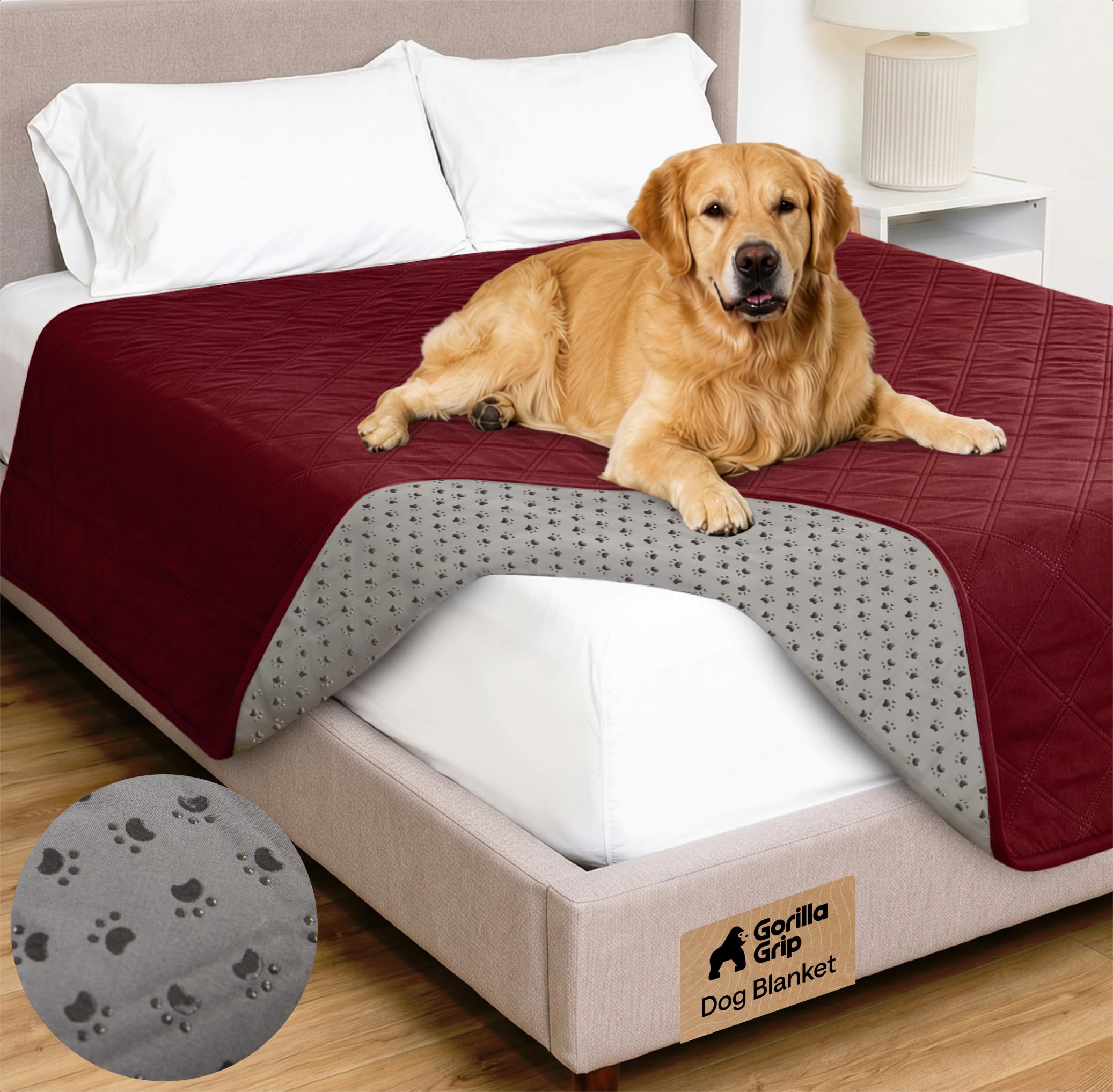 Gorilla Grip Coperta 100% impermeabile per cani, 82 x 82 cm, adatta agli animali domestici, reversibile, essenziale per cani di taglia grande, resistente agli strappi, a prova di perdite, lavabile,