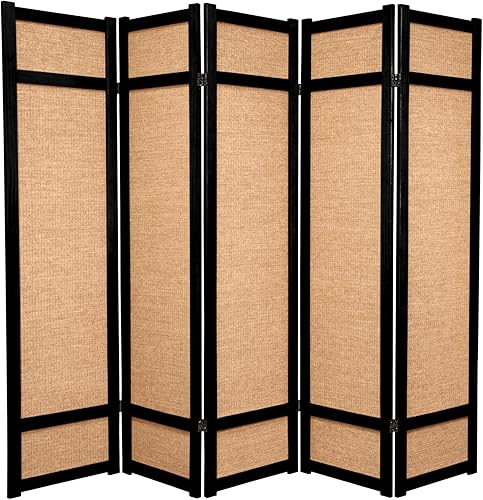 Miniatura 12 de Red Lantern Divisor de ambientes Shoji de yute de 6 pies de alto, 5 paneles de miel Negro -,Miel,Natural,Rosewood