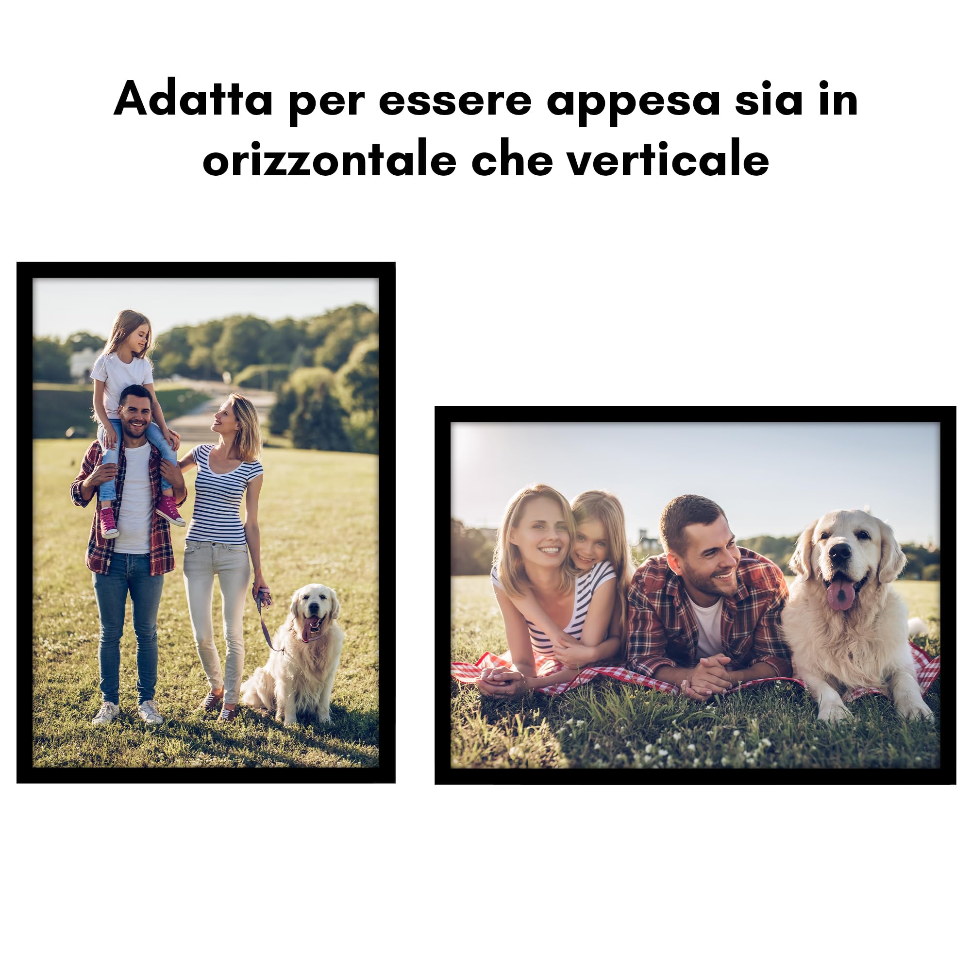 Americanflat Cornice Foto A3 Nere - Set di 3 Cornici A3 con Bordo Sottile e Pannello Protettivo in Plastica - Portafoto con Ganci Seghettati Integrati per Pareti