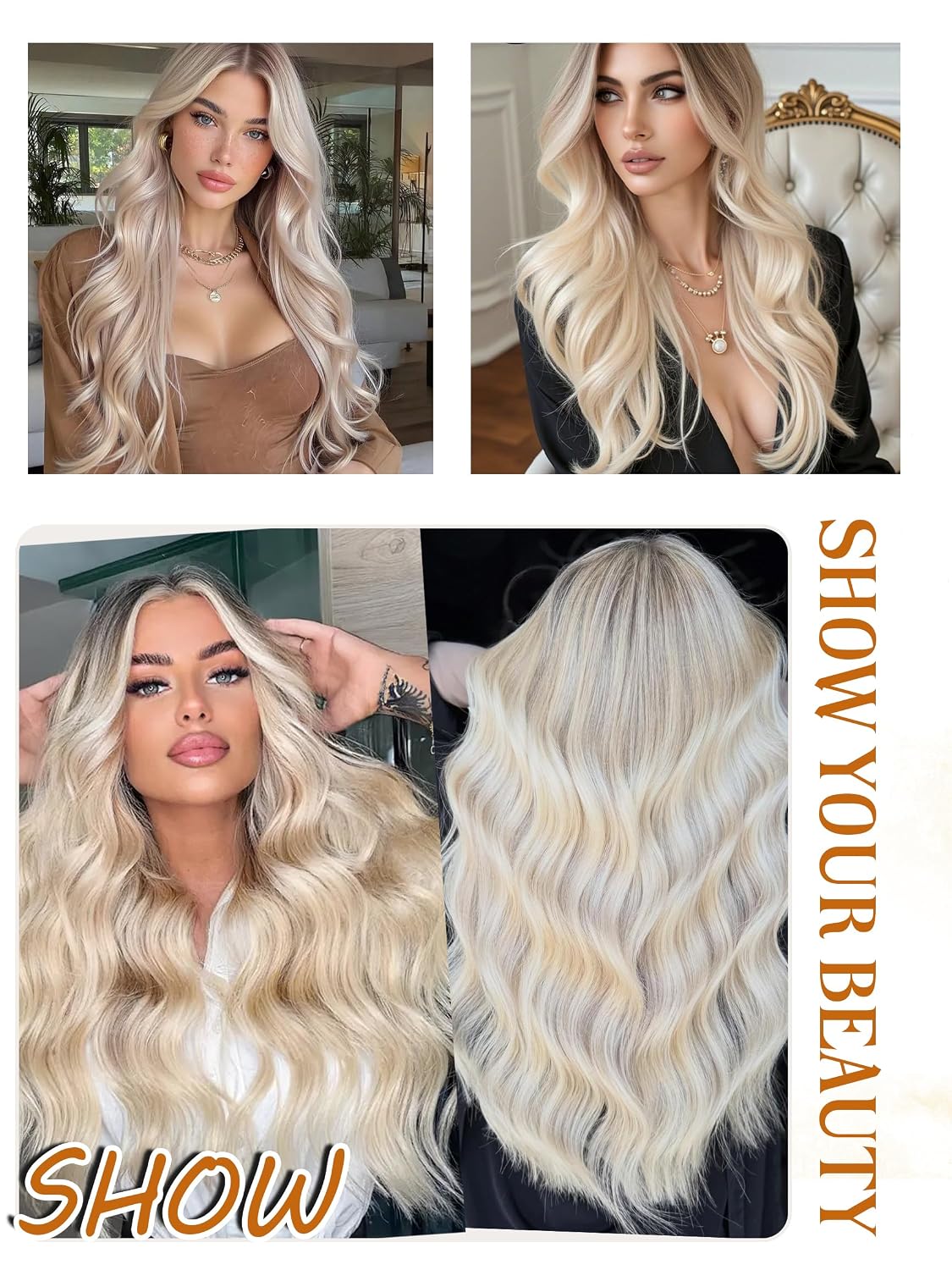 Advanced Platinum Blonde Sew in Hair Extensions Full Human Hair Salon-Level Hand Tied Weft High Density Flexi-Fit Invisi No Synthetic Blend No Shedding Triple Lifespan Natural Thickness 100g 20Inch