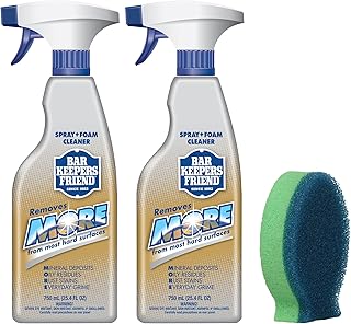 MORE Spray + Foam Multipurpose Cleaner (2 x 25.4 oz) & Dish Fish Dual Sponge for Bathroom, Kitchen & Outdoor Use on Stainless Steel, Aluminum, Brass, Tile, Ceramic, Porcelain & More