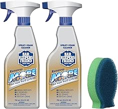 Bar Keepers Friend MORE Spray + Foam Multipurpose Cleaner (2 x 25.4 oz) & Dish Fish Dual Sponge for Bathroom, Kitchen & Outdoor Use on Stainless Steel, Aluminum, Brass, Tile, Ceramic, Porcelain & More