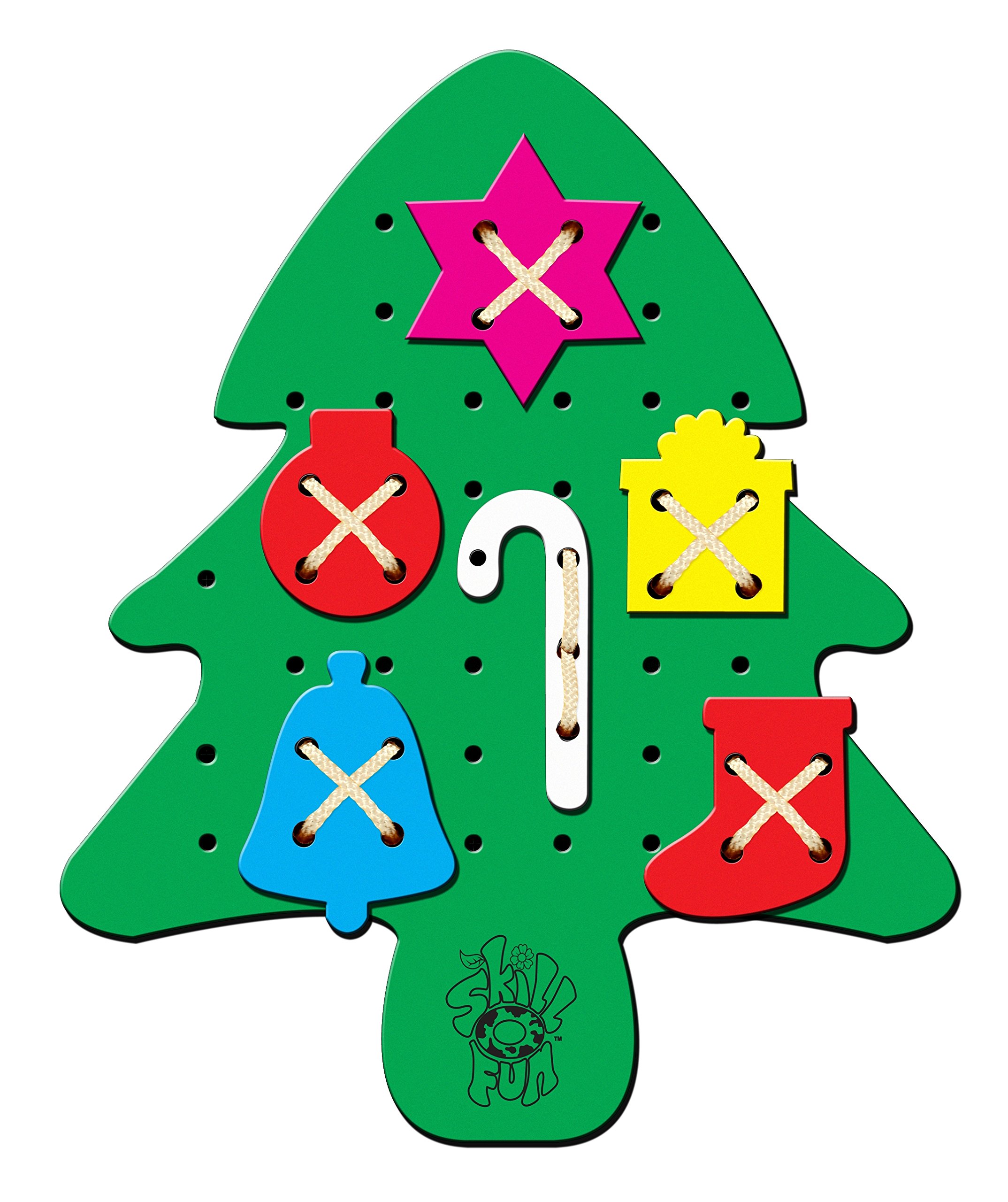 Skillofun Wooden Christmas Tree Sewing Toys