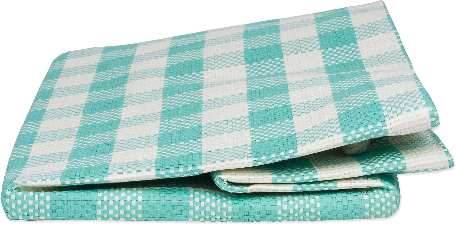 DII Woven Paper Storage Bin, Checkers, Aqua, Large Rectangle