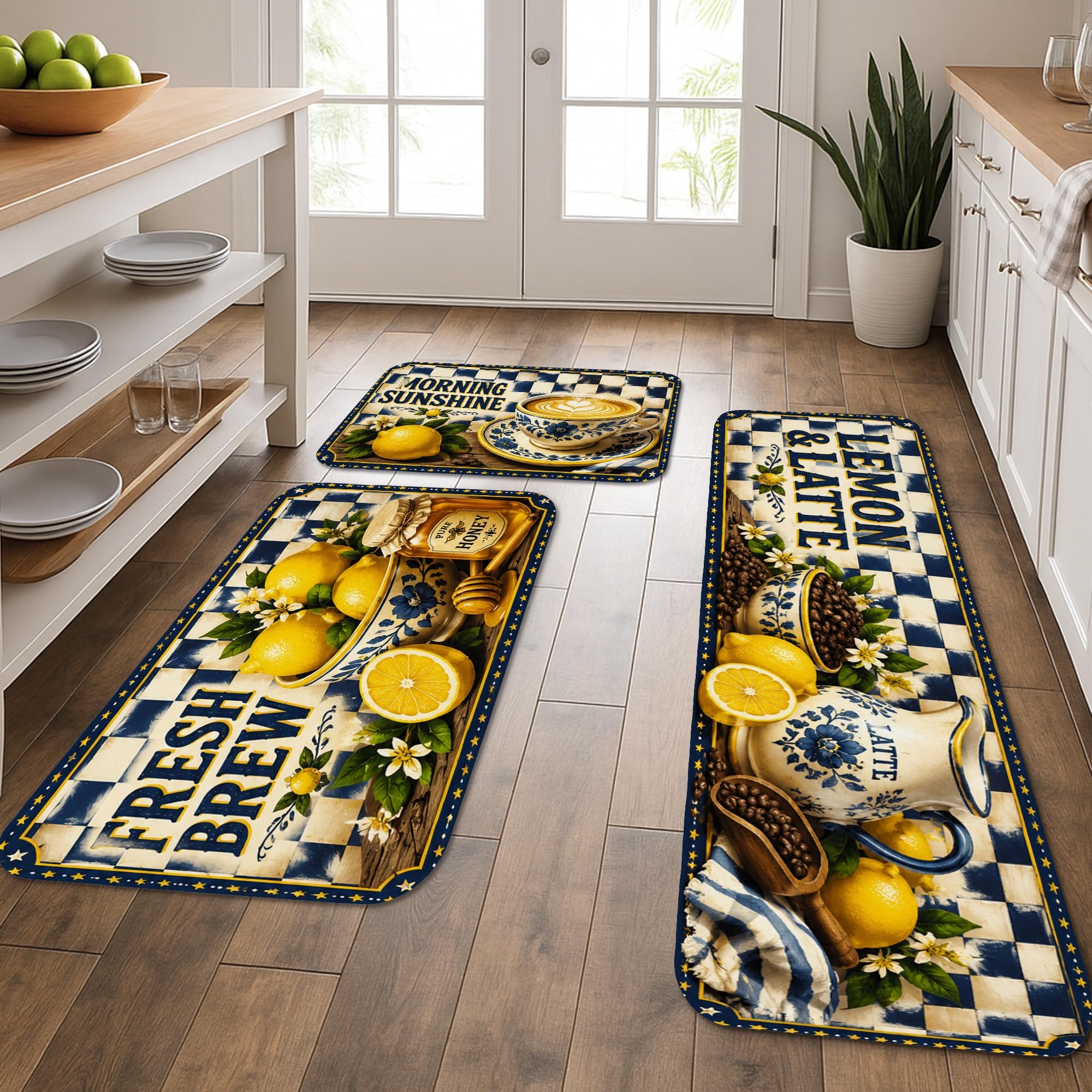 Tapis de cuisine citron pour décorer l'évier et la buanderie style rétro