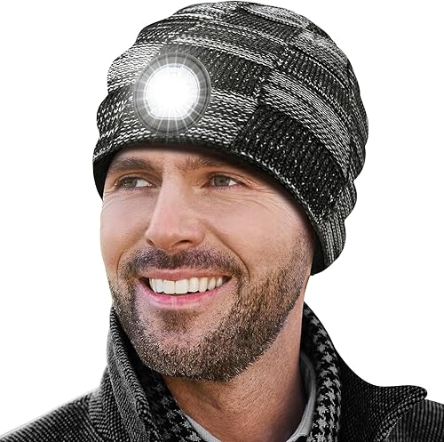 PASTACO Christmas Stocking Stuffers Birthday Gifts for Men Women LED Beanie Hat