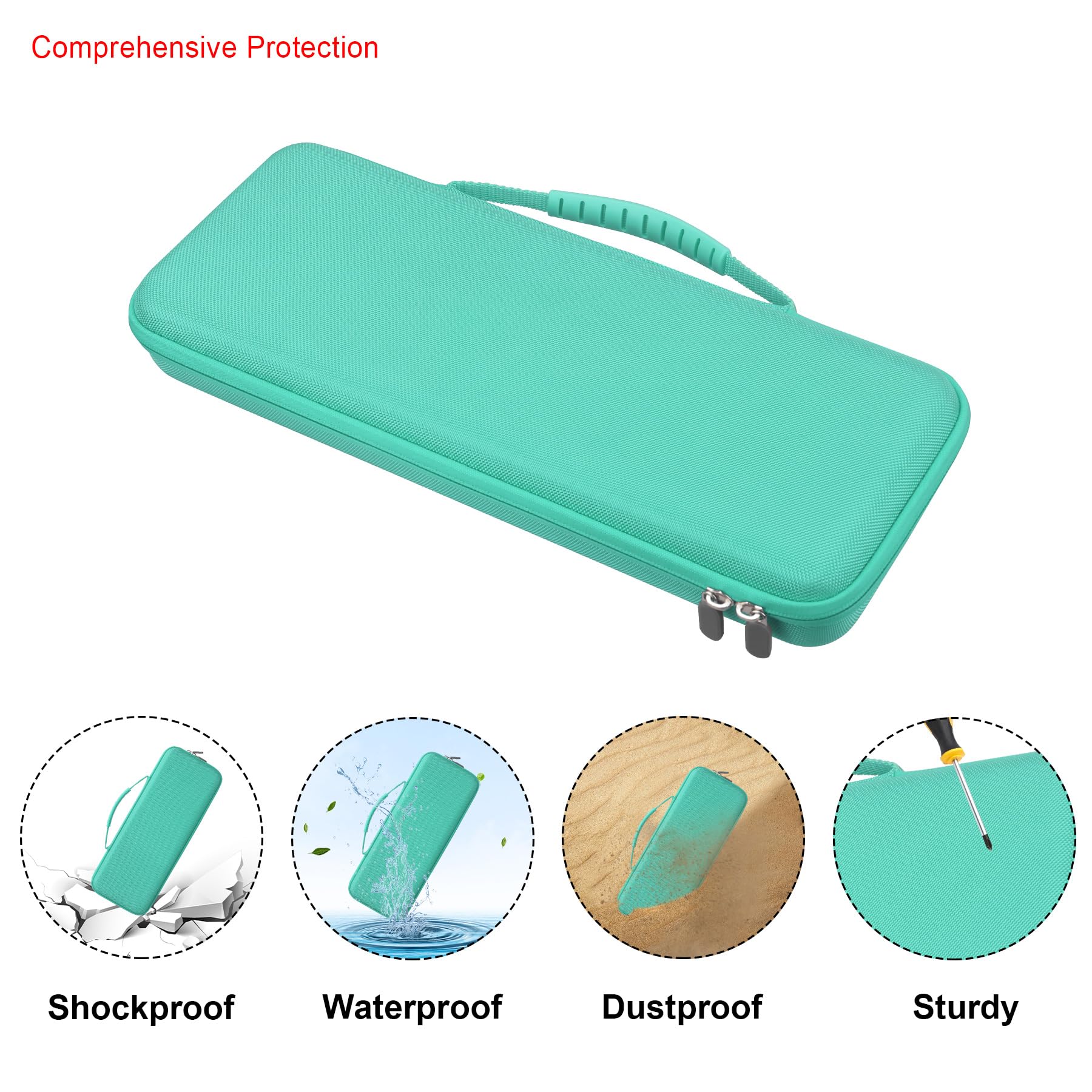 Elonbo Hard Custodia per Logitech Tastiera senza fili meccanica Tastiera senza fili, Portable Bluetooth Wireless Esterna Tastiera da viaggio, Tasca a rete extra adatta al mouse, USB inclusa, Turchese