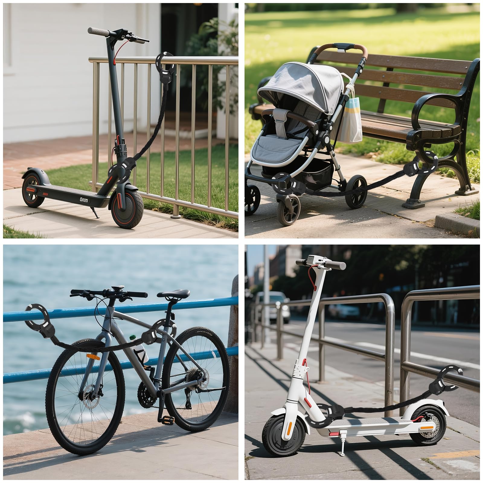 Lucchetto per scooter elettrico con custodia impermeabile da 3 l, lucchetto con chiave per scooter elettrico, con custodia in gomma, 72 cm, serrature ad alta sicurezza, perfetto per scooter
