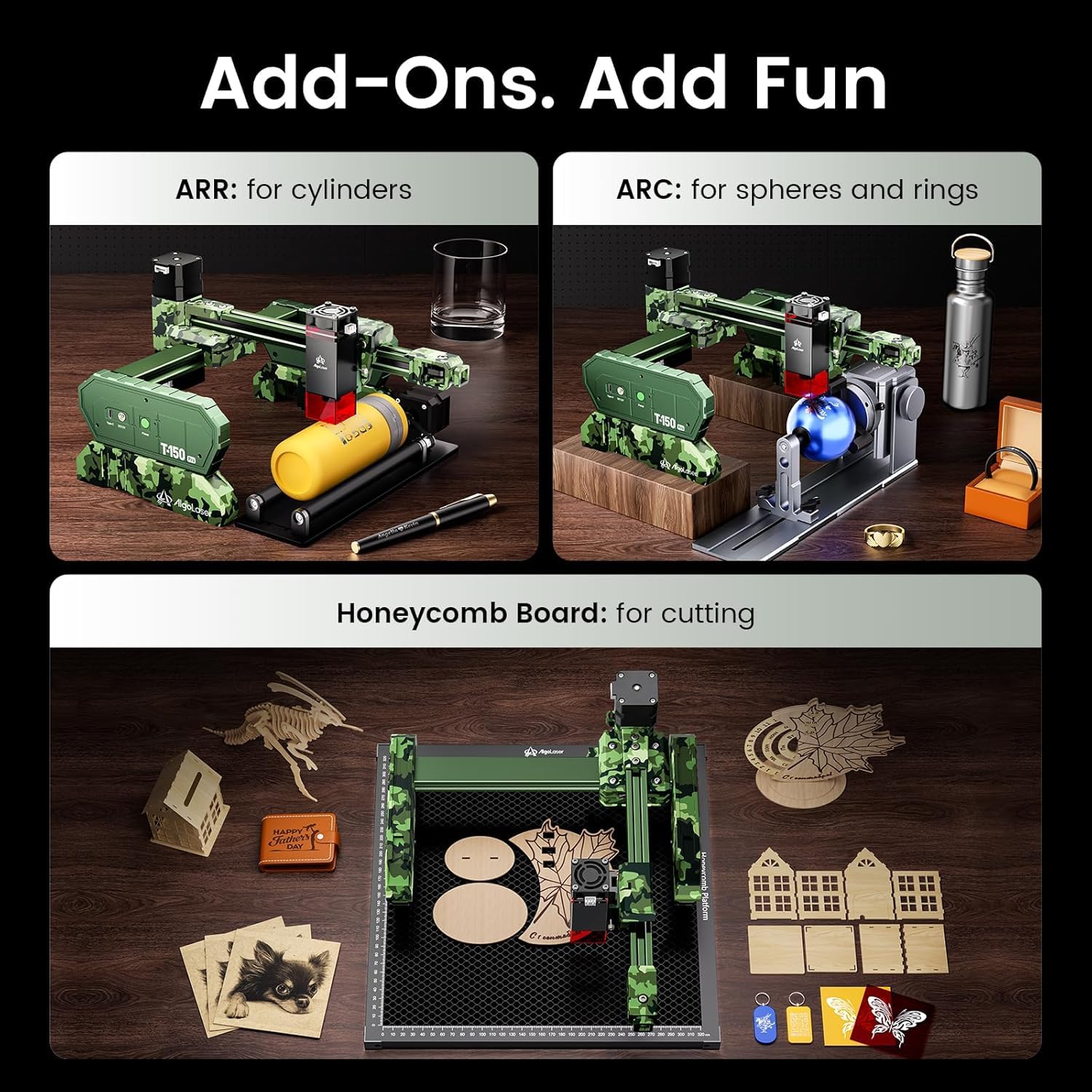 AlgoLaser 6W Lasergravurmaschine Mini Laser Engraver,0,02mm Präzision,8000mm/min Geschwindigkeit,15x15cm Arbeitsfläche,für Holz Leder Acryl Glas Metall Gravur,kompatibel mit LightBurn und LaserGRBL