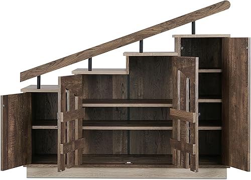 Miniatura 5 de Furniture of America Barstead - Zapatero de madera para escaleras en roble recuperado