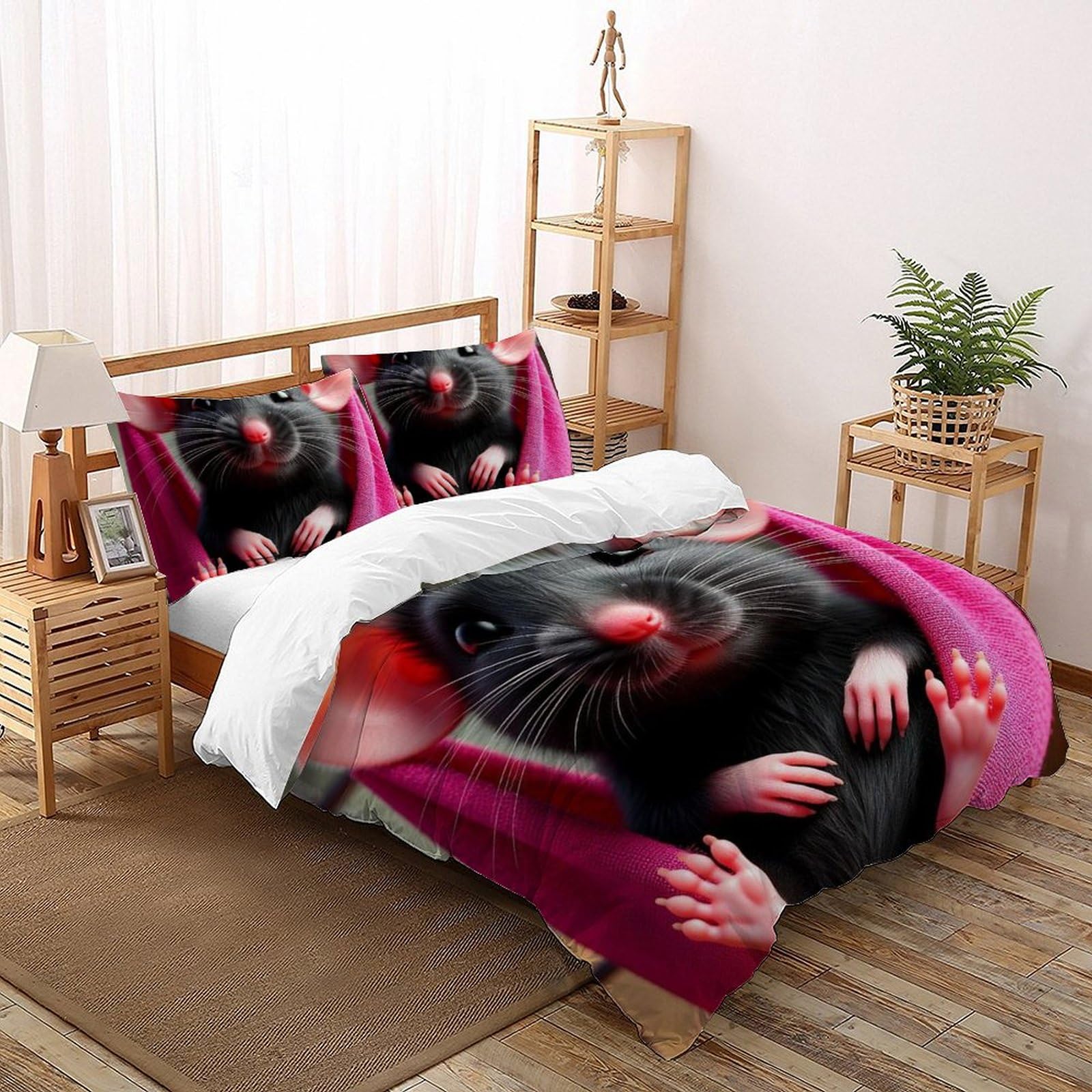 Housse de couette double en microfibre douce et résistante motif animaux