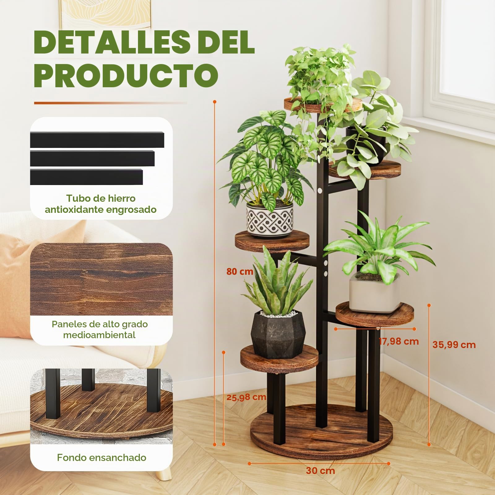 Bamworld Soporte Para Plantas De Madera, Escalera Para Flores, Estantería Para Plantas, Estantería De Flores, Escalera Para Flores Al Aire Libre, Resistente A La Intemperie, Estantería De 5 Niveles