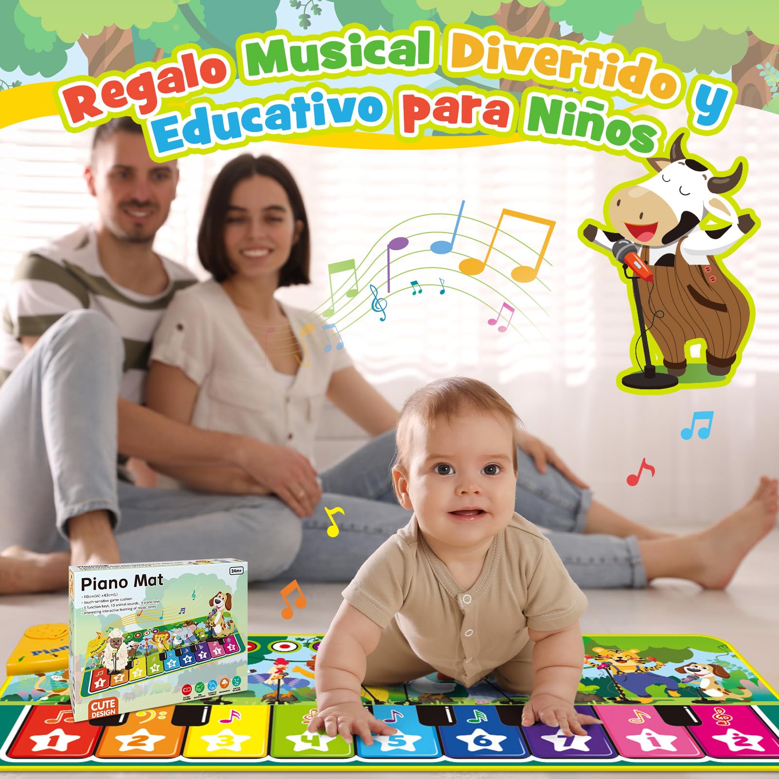Gralal Juguetes Niños 1 Año, Alfombra Musical con 10 Sonidos De Animales Juguetes Regalo 1 2 Niños Niña Años, Piano Infantil Juegos Juguetes Montessori Educativos Sensoriales Bebe 1 Año — view 7