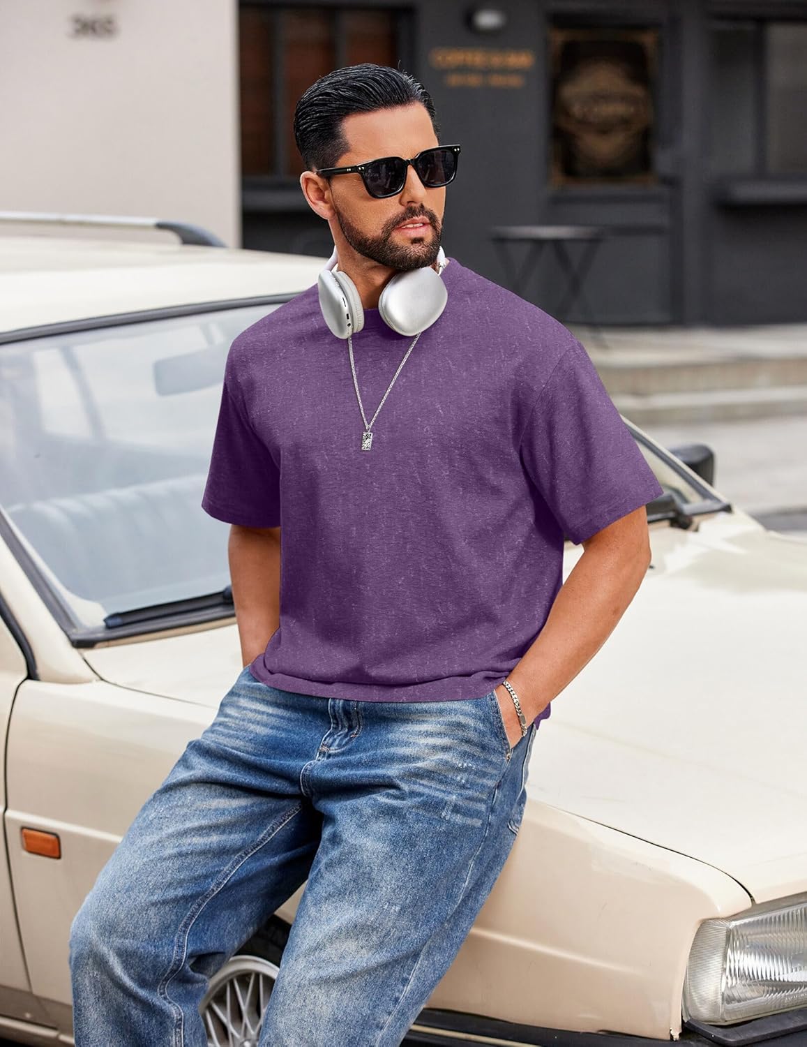 COOFANDY Men's Cotton T-Shirts Oversized Shirt Short Sleeves Streetwear Loose Fit Summer Tee Tops Washed Basic Unisex Shirts - Image 4