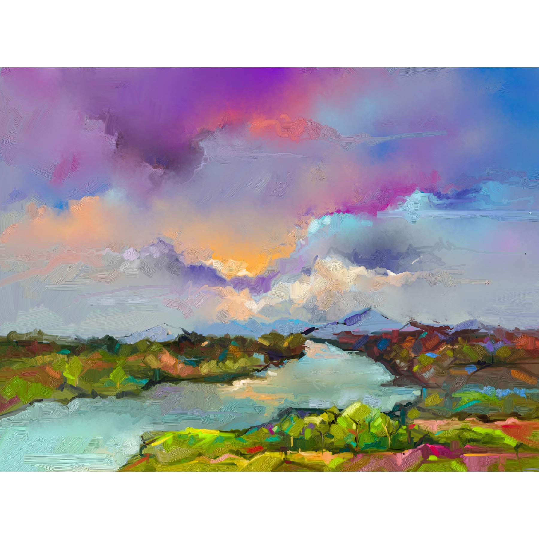 Wee Blue Coo Contemporary Colourful Landscape Art Print Poster Wall Decor