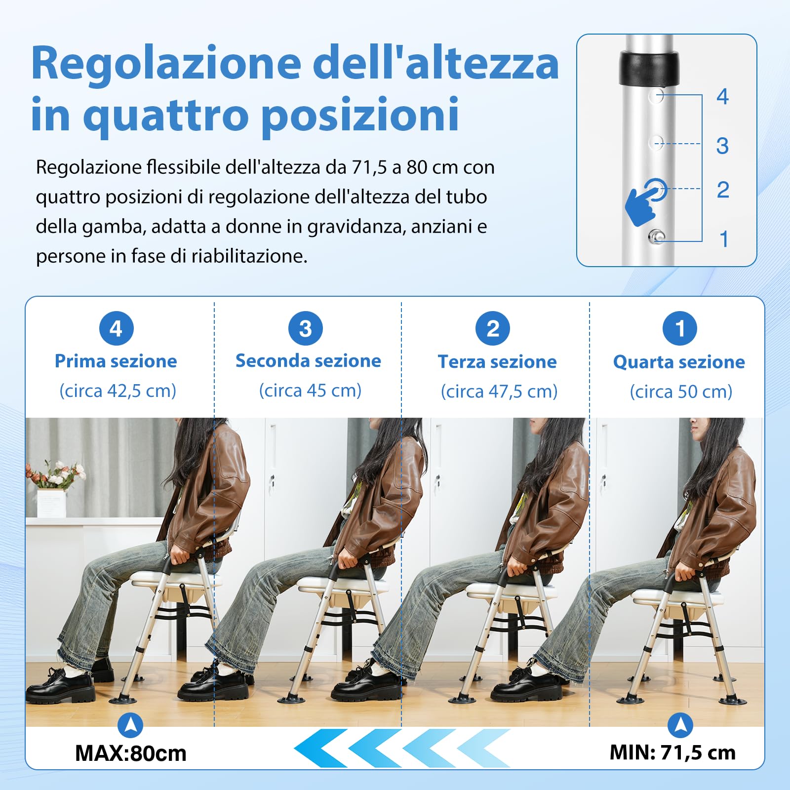 DEWEL Sedia per Doccia Anziani Pieghevole, con Scanalatura, con Schienale e Braccioli, Non è Necessario Installare Strumenti, Regolabile in Altezza, Sedia Doccia Pieghevole, Peso 150Kg (Grigio)