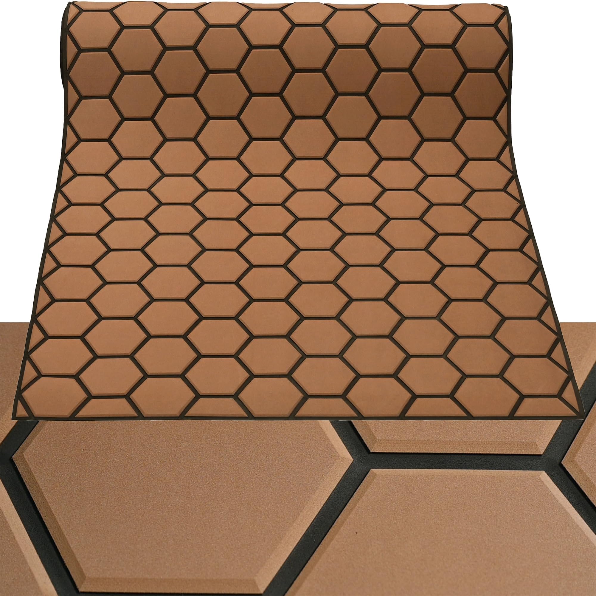 94.5"X 35.4"Hexagonal Stripes EVA Self-Adhesive Boat Decking Sheet Marine Yacht RV Swimming Pool Boat Flooring Sheet Thick Non-Skid mat