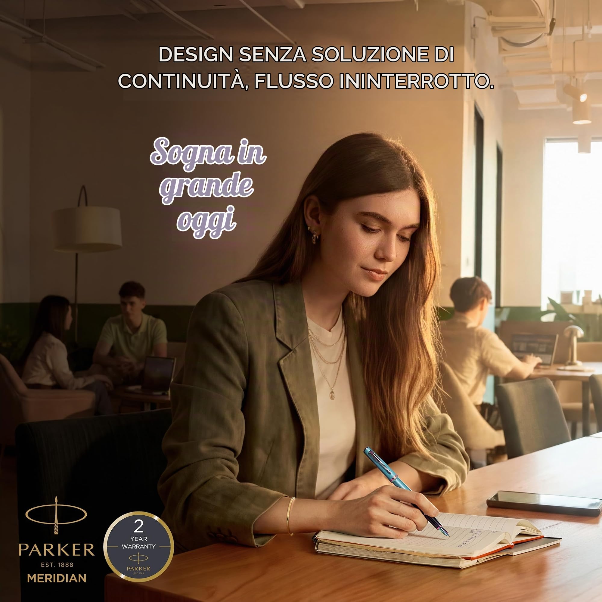 Parker Meridian Penna a sfera | Vernice d'uva con rifiniture arcobaleno | Punta media | Penna da scrittura e Materiali per Cancelleria | Inchiostro blu | Confezione regalo di lusso
