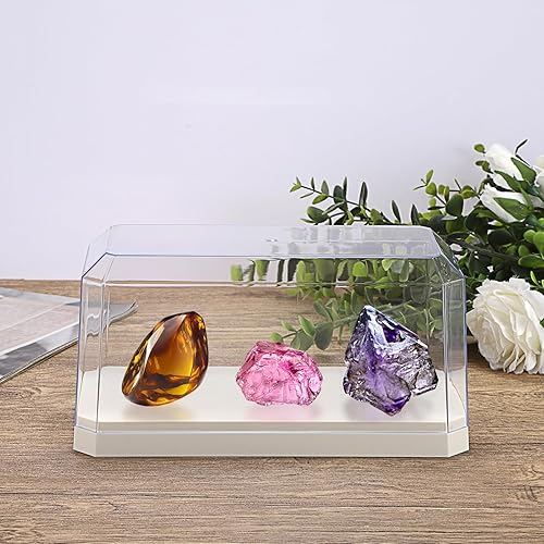 Miniatura 6 de Hipiwe Vitrina de exhibición a prueba de polvo, modelo de coches, escaparate rectangular coleccionable, caja de exhibición con base beige, vitrina