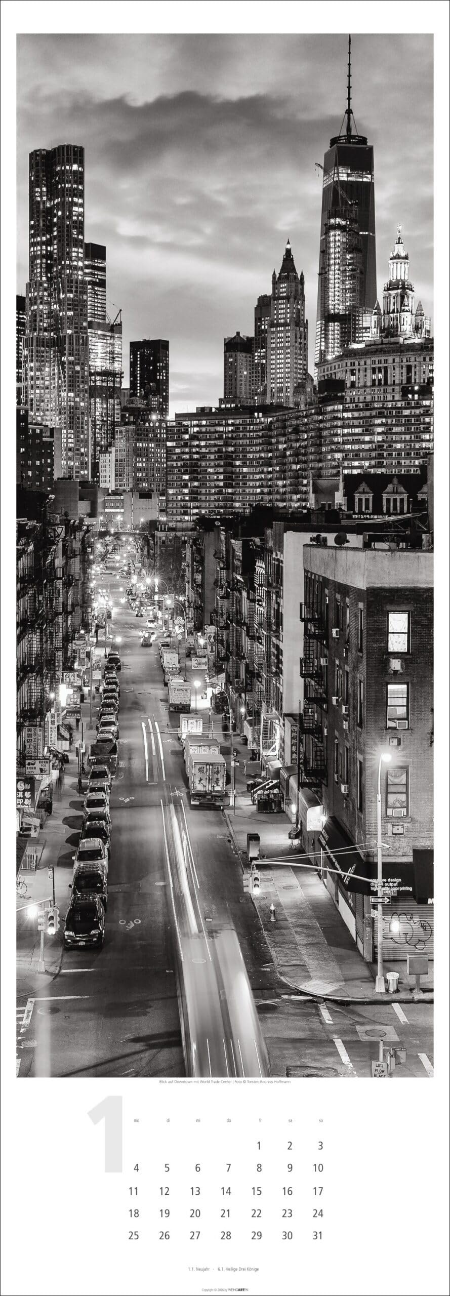 New York XXL - Kalender 2027 - Fotokalender im Vertikalformat - Weingarten-Verlag - Torsten Andreas Hoffmann - Wandkalender in schwarz-weiß mit New-York Aufnahmen - 34 cm x 98 cm
