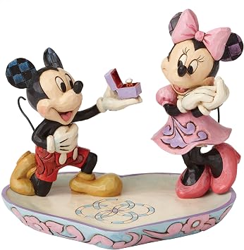 Enesco Disney Traditions Collection by Jim Shore Mickey and Minnie Mouse A Magical Moment Ring Dish Figurine- Stone Resin Hand Crafted Painted Collectible Disney Jewelry Holder Home Decor, 5.1 Inch