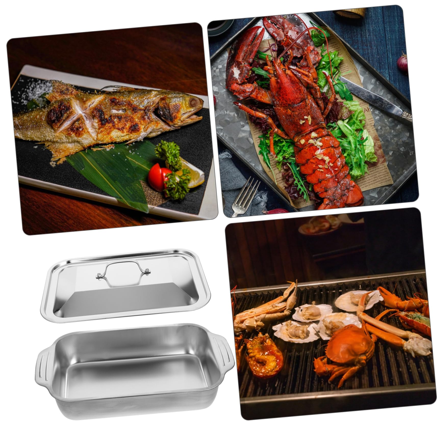 LABRIMP Bandejas Inoxidable Para Asar Pescado y Langostas Prácticas y Elegantes