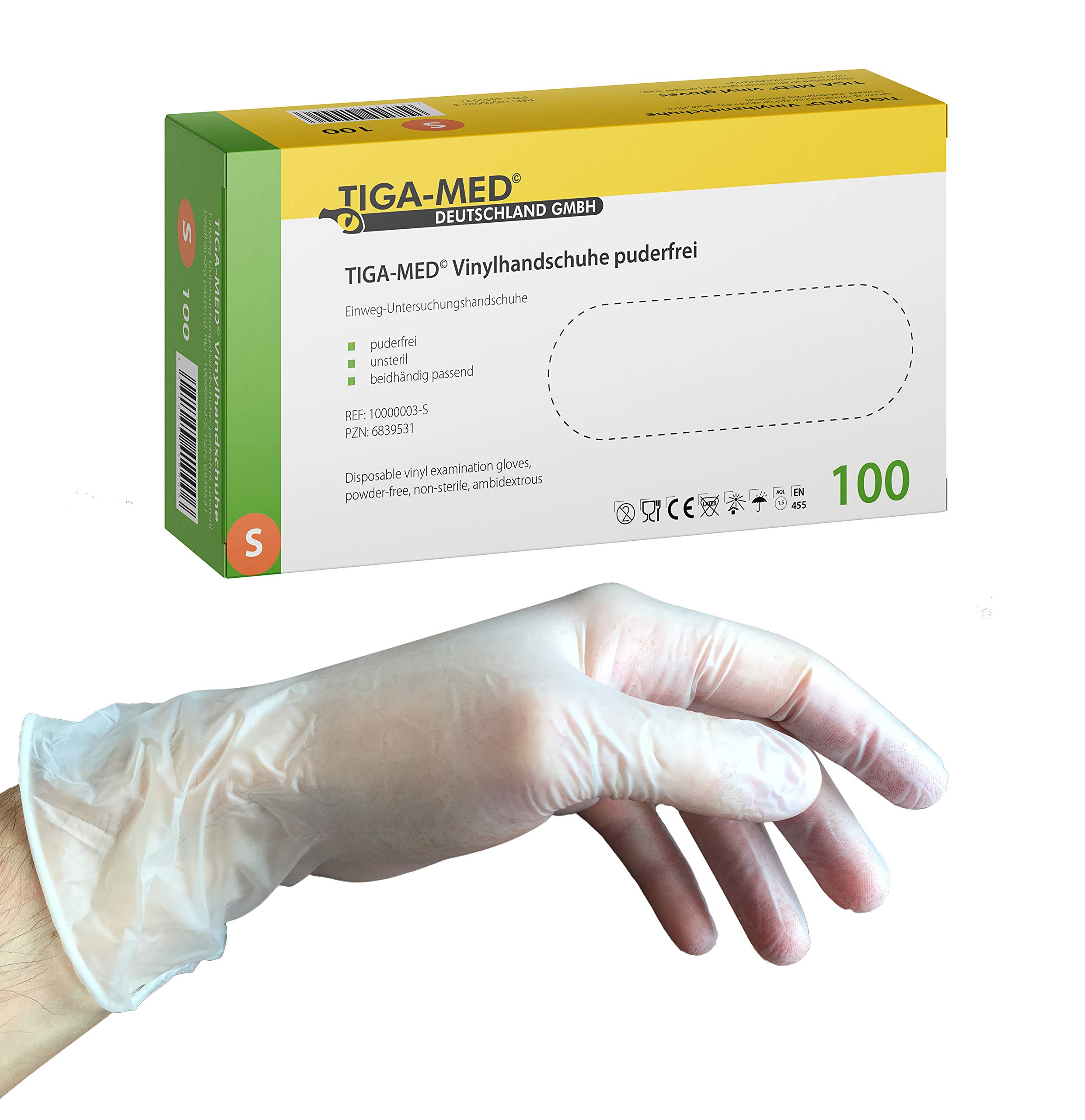 Guanti in vinile, S M L XL, Big Pack 1000/4000 pezzi, senza polvere, senza lattice, guanti protettivi monouso (S, 4000)