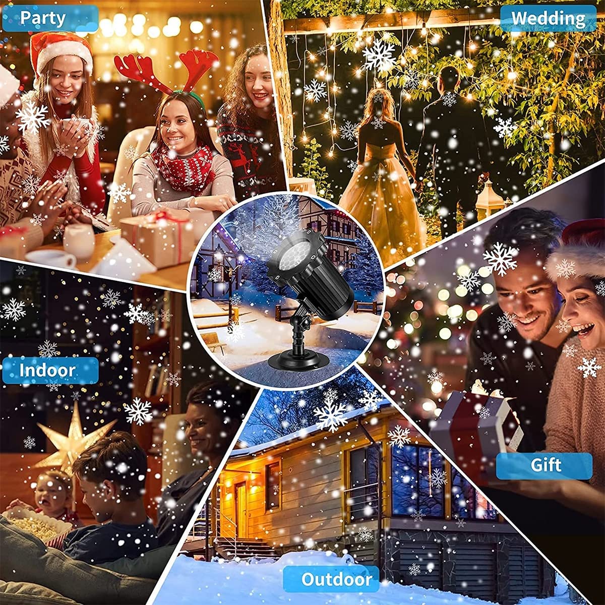 Proyector Luces Navidad, LED Proyector Copos De Nieve, Luces De Proyección Impermeable, Decoración Proyector Luz con Control Remoto, Exterior Lámpara De Proyección para Navidad Halloween