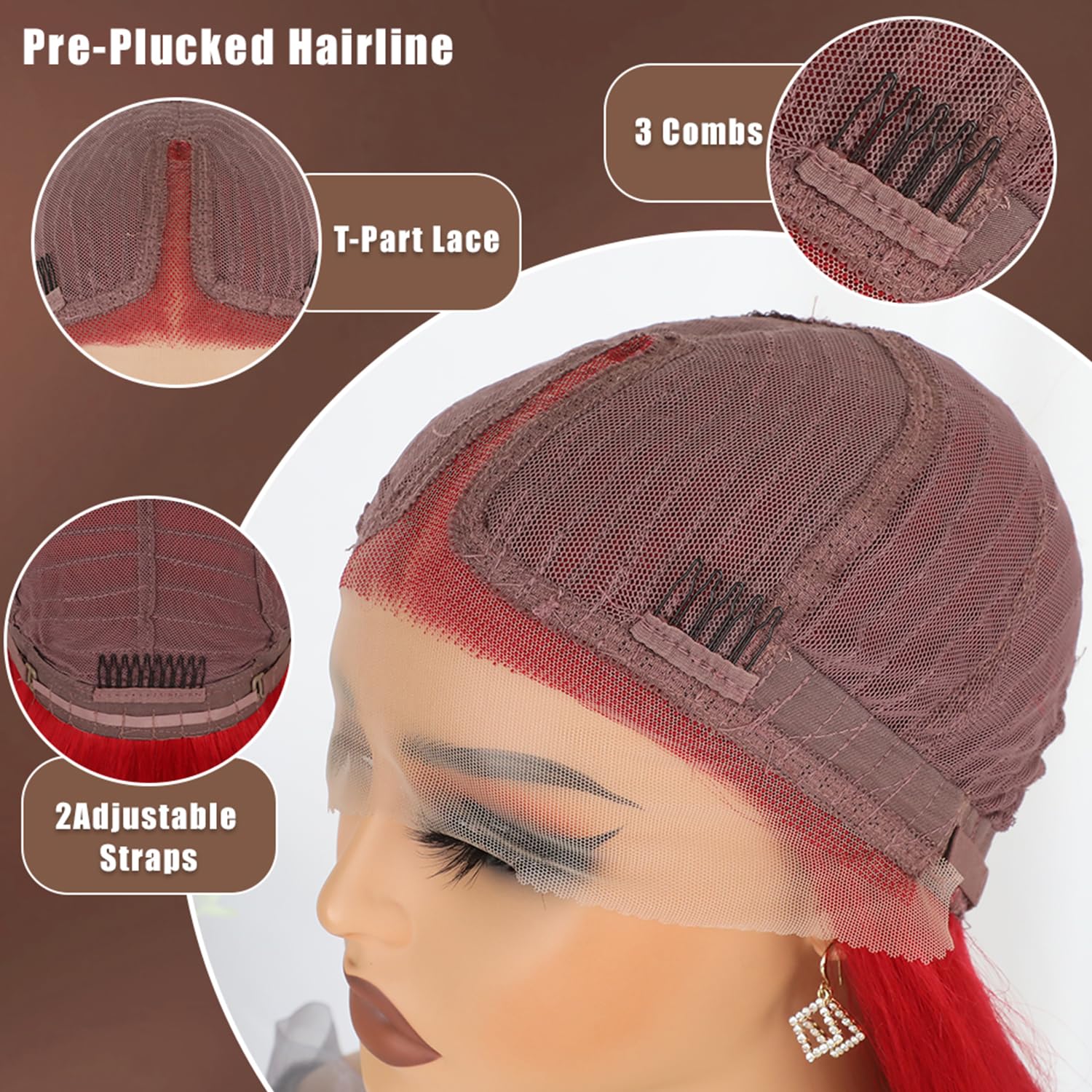 Amazon.com : Lezaxiu 30 Inch Red Hair Lace Front Wigs Pre Plucked