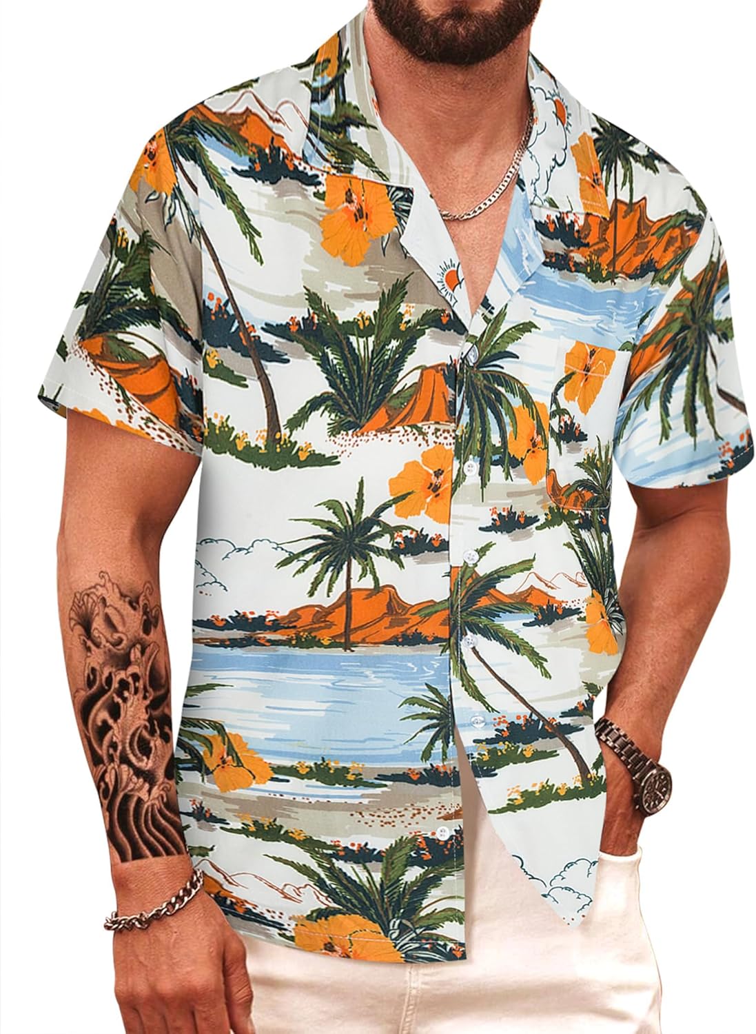 APTRO Men's Hawaiian Shirt Review 2 APTRO Men's Hawaiian Shirt Short Sleeve Summer Beach Tropical Button Down Shirt