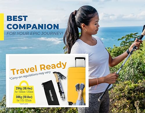 Vista 11 de TREKOLOGY Trek-Z - Bastones de senderismo plegables, aluminio fuerte y ligero 7075, bloqueo rápido ajustable, juego de 2