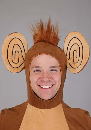 Fun Costumes Adult Monkey Halloween Costume | Circus Monkey Hooded Jumpsuit with Attached Gloves & Shoe Covers