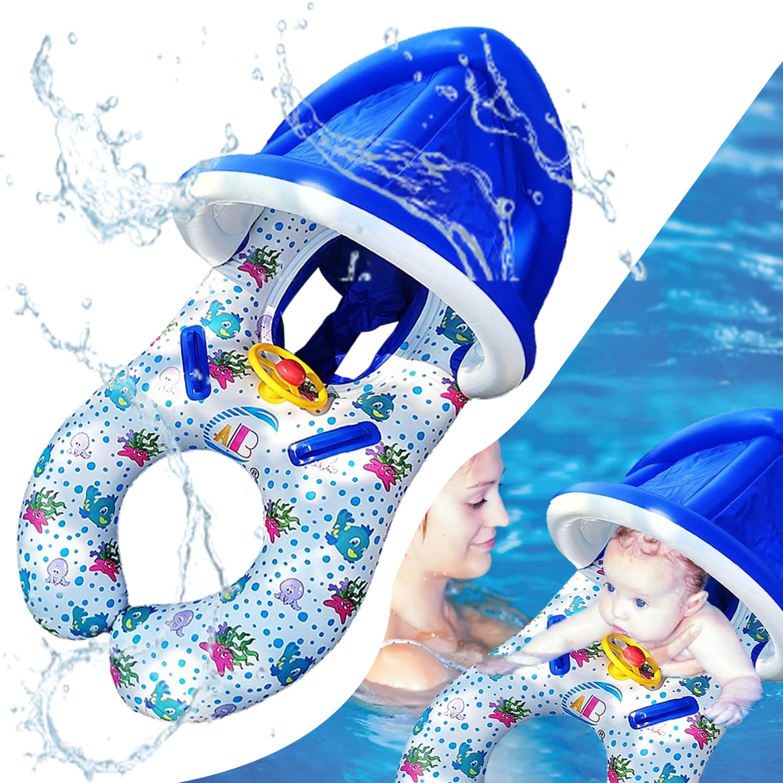 Flotador Bebe con Sombrilla,Smavles Anillo De Natación para Bebés Anillo De Natación para Bebés Anillo de Natación,Inflable Flotador para Niños de 3 a 36 Meses