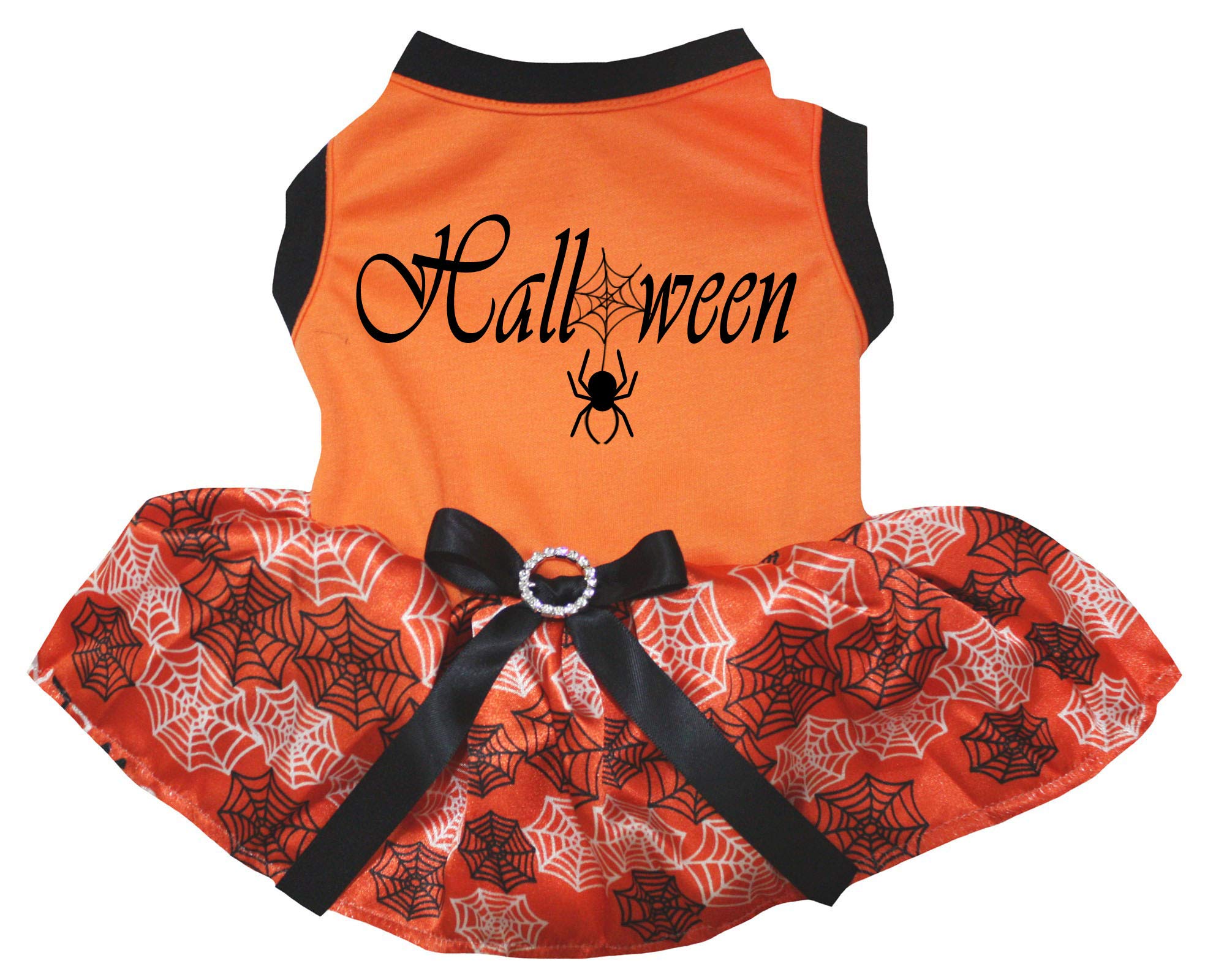 Robe d'Halloween pour chiot motif toile d'araignée orange taille XXXL