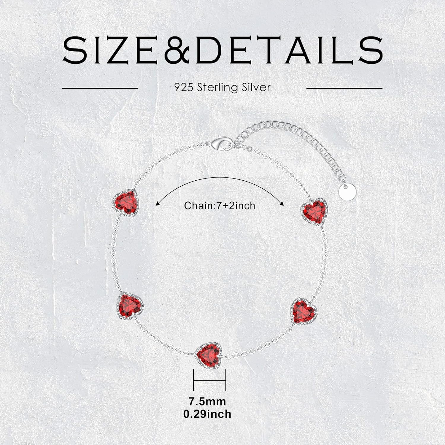 Natural Garnet Heart Bracelet for Women 925 Sterling Silver Genuine Garnet Jewelry Gifts - Image 6