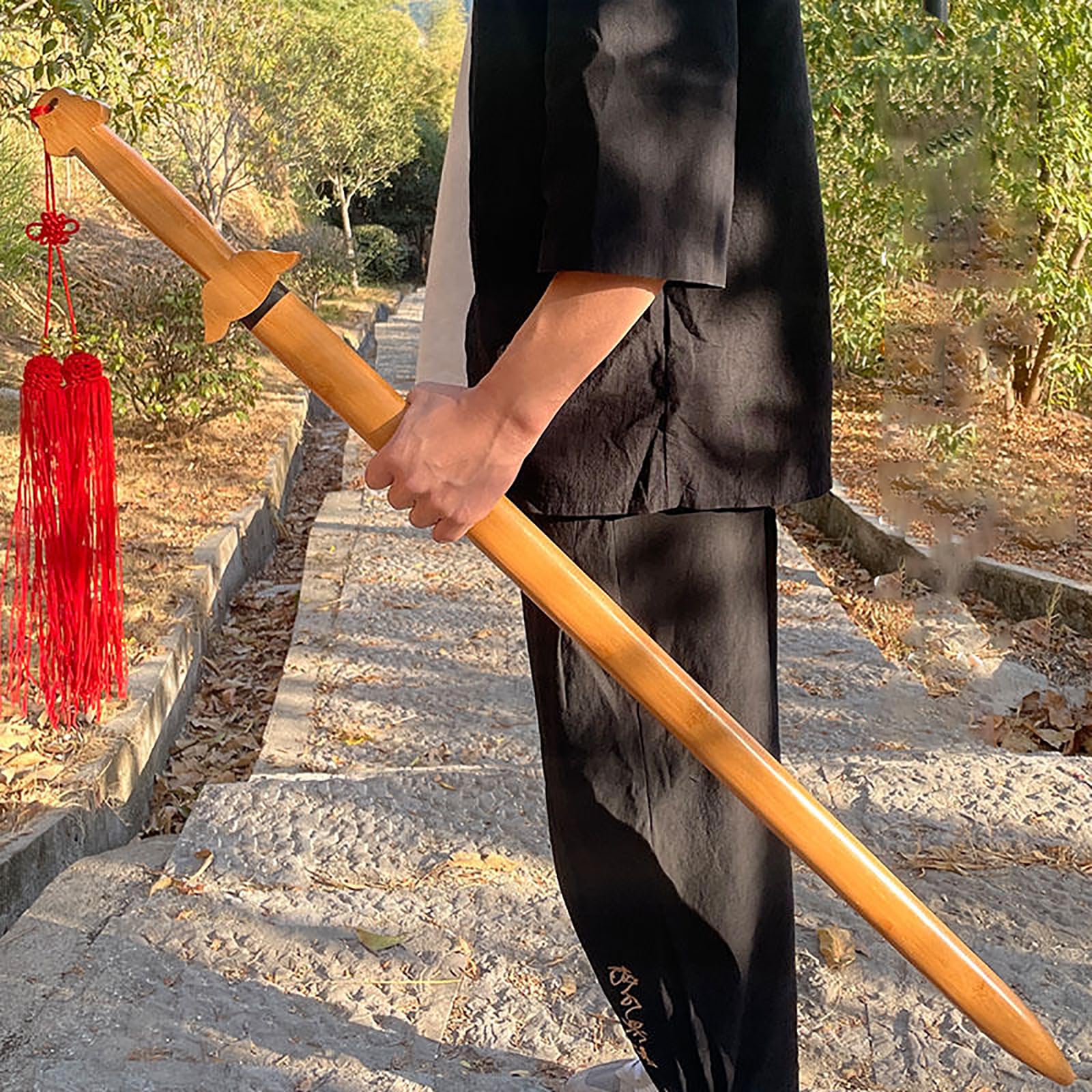 Espada Tai Chi bambú natural con vaina,espada madera maciza entrenamiento artes marciales,espada madera juguete utilería rendimiento,varios juegos práctica,ejercicios matutinos y entrenamiento samurai