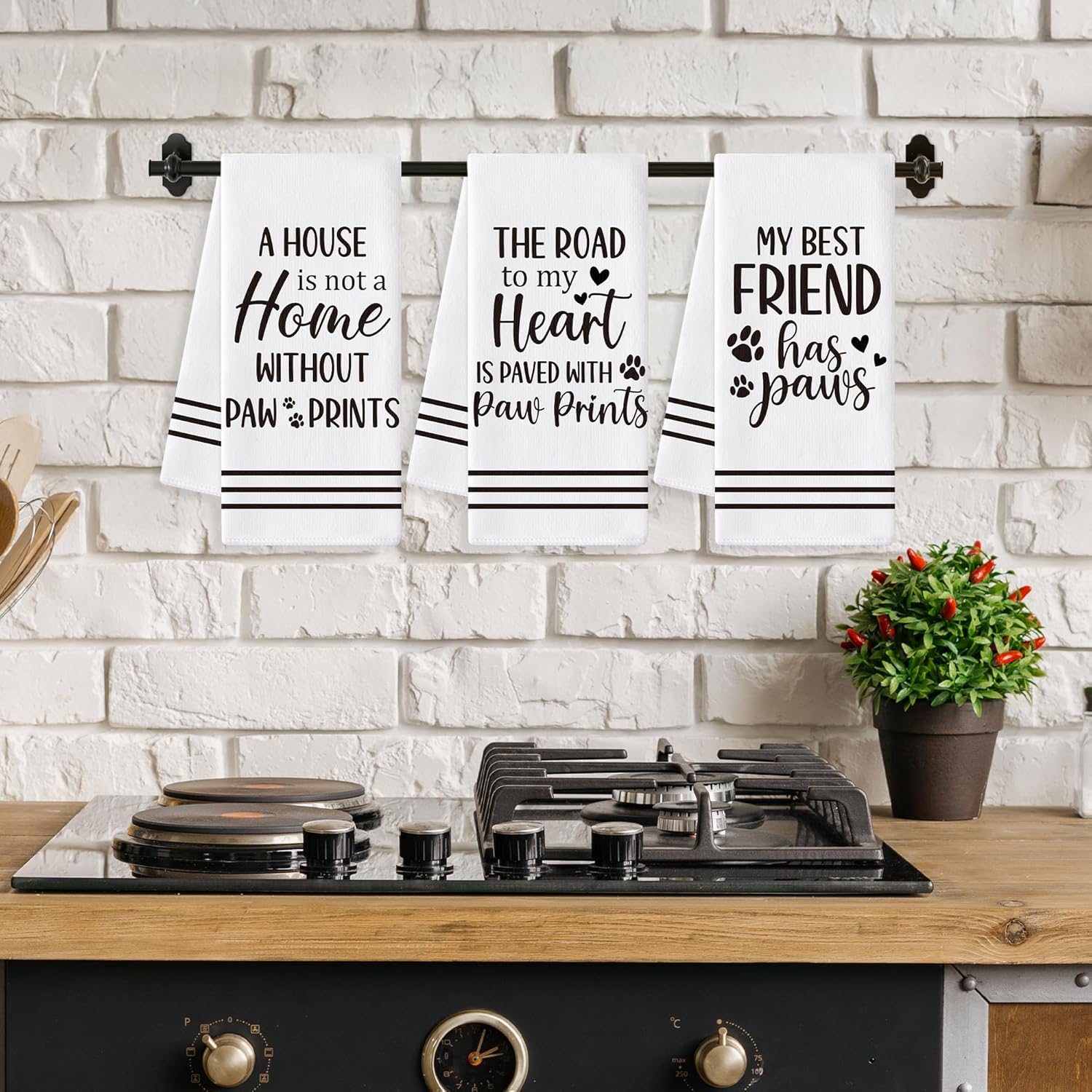 GROBRO7 Paws Prints Hand Towel - 6Pcs Dog Paw Print Bathroom Decor Kitchen Dishcloths Set Soft Polyester Towels for Bath Bar Dining Room Decor Cute Puppy Lovers Gifts for Men Women Housewarming - Image 6