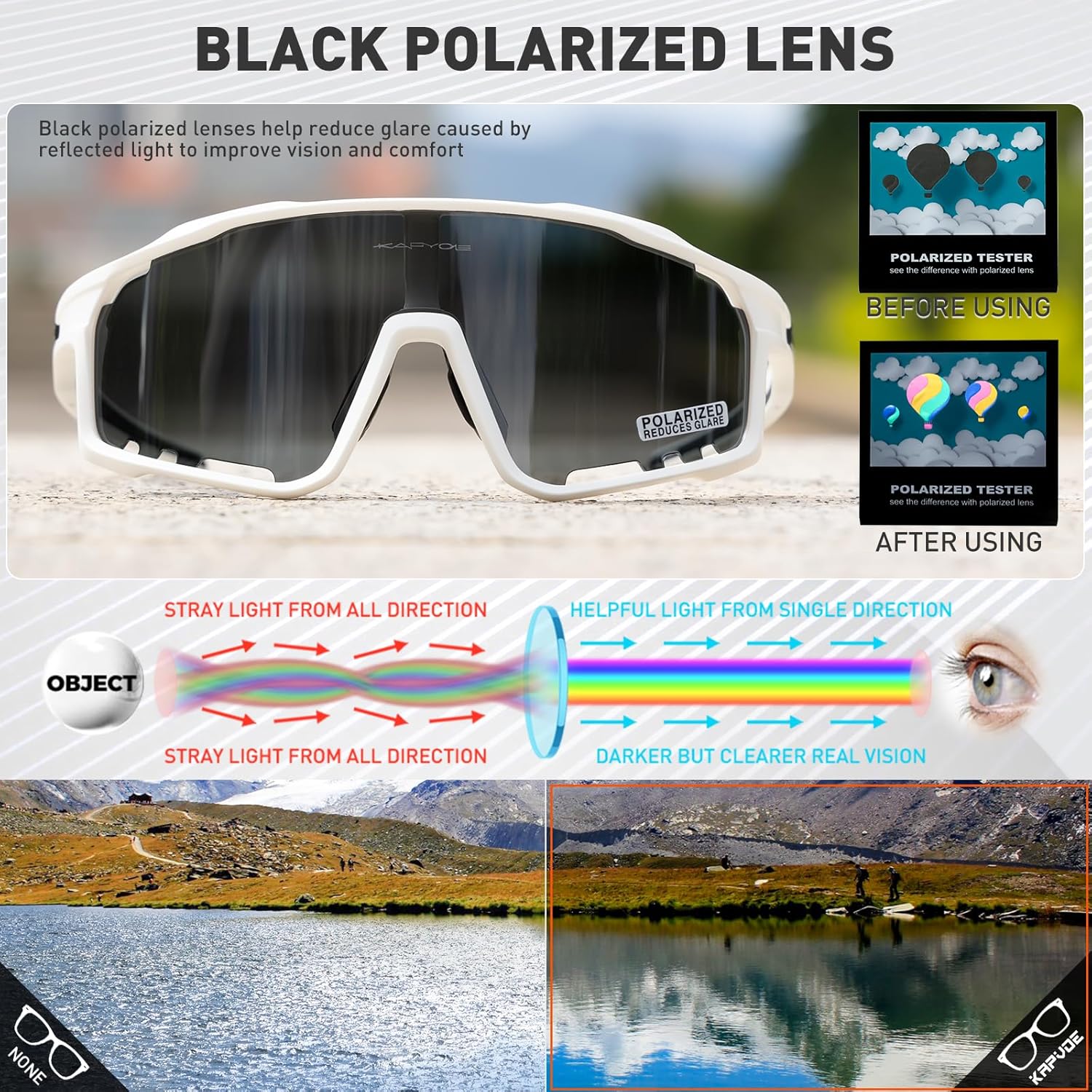 KAPVOE Polarized Cycling Glasses Men Women Mountain Bike Glasses MTB Riding TR90 Sport Sunglasses Running Bicycle K76 - Image 3
