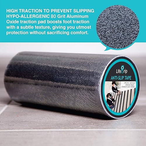 Miniatura 4 de Cinta de tracción antideslizante, 12 pulgadas x 30 pies, mejor agarre, fricción, adhesivo abrasivo para escaleras, peldaños en pisadas, interiores