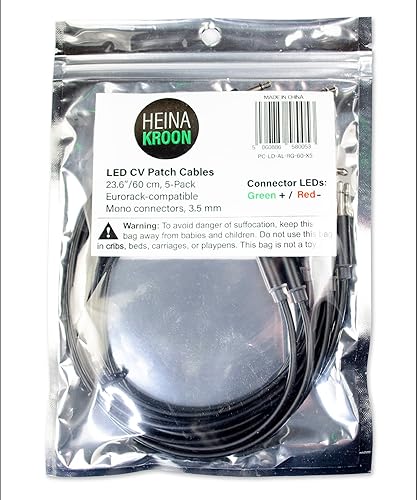Miniatura 6 de Heinakroon Cables de conexión Slimline LED CV Eurorack Modular Cables de prueba, paquete de 5 (23.6 pulgadas)