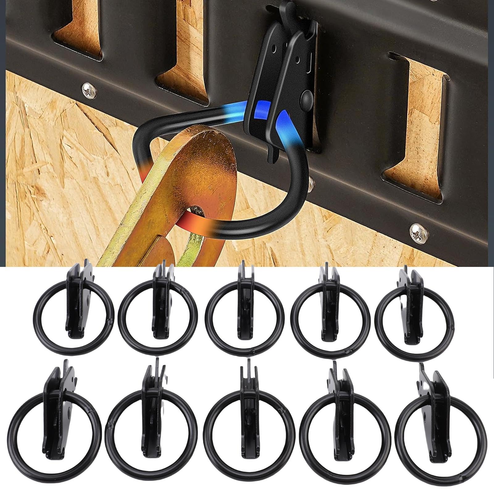 banapoy E Track O Anning Ating Anchors, 10Pcs de Servicio Pesado E del de Riel de Empate, 2500lbs de Carga de Trabajo, para Camiones, Remolques, Camionetas, Camas Planas