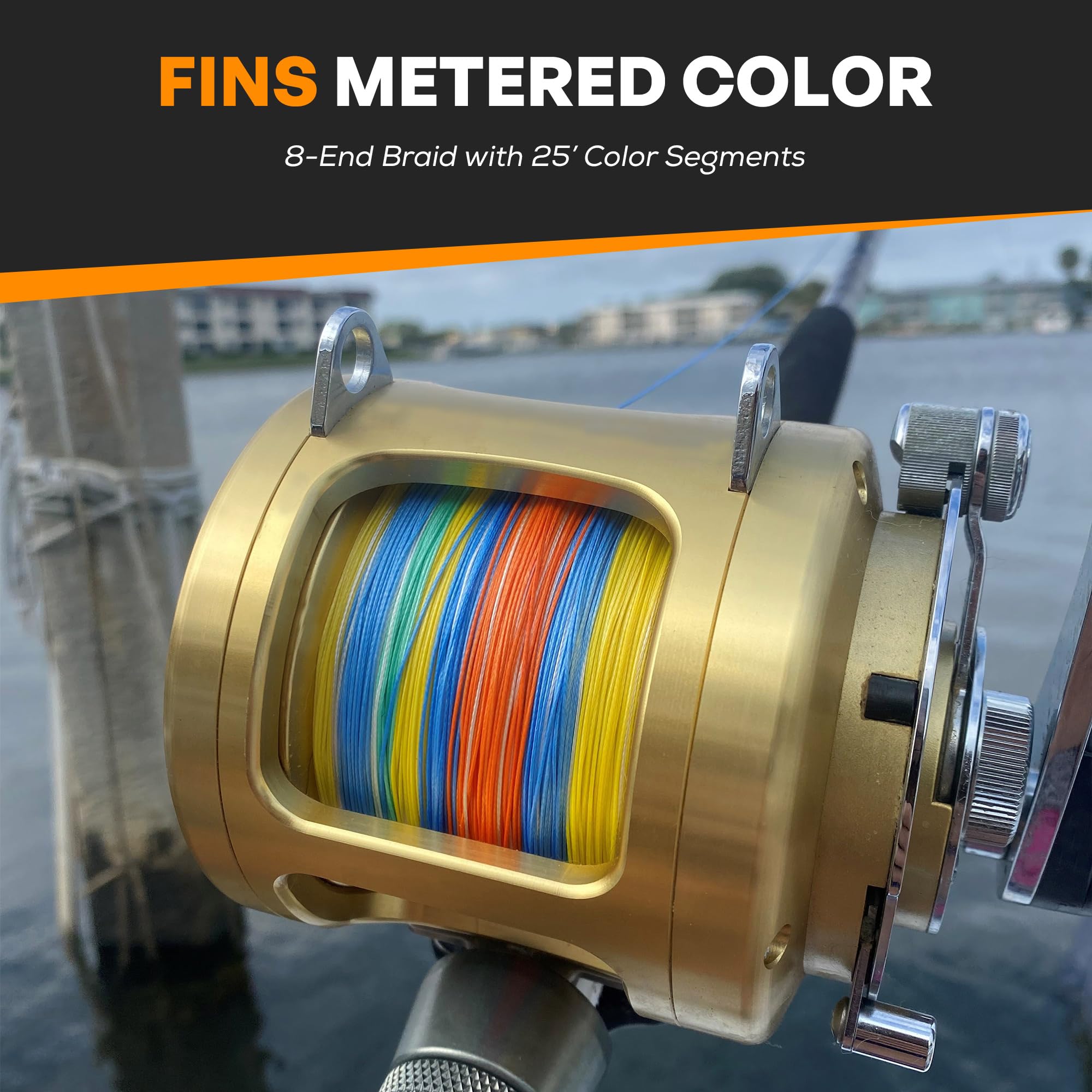 FINS Metered 4-Color 25ft Segments Braid Fishing Line - 8-Strand Braided, USA Made, No Color Transfer, Precision Depth Control - Metered - 20 lb - 300 Yds