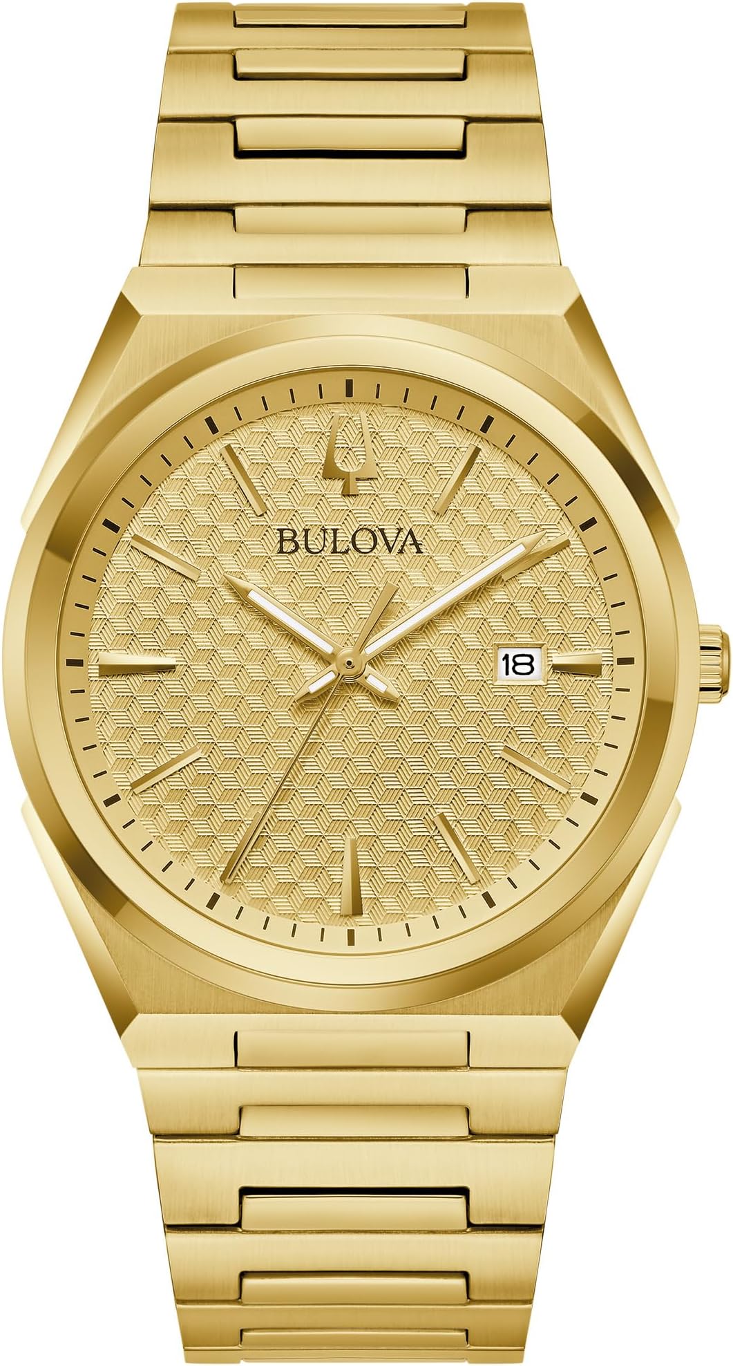 Mens Dress Classic Quartz Two Tone Stainless Steel Watch, Patterned Dial, 39mm